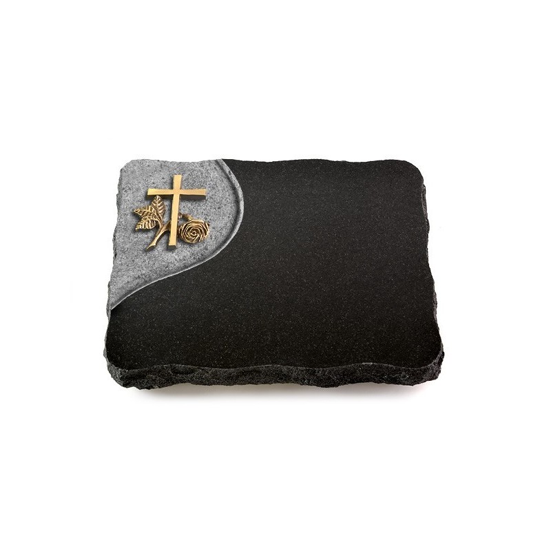 Grabplatte Indisch Black Folio Kreuz 1 (Bronze)