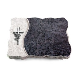 Grabplatte Orion/Wave Kreuz/Rose (Alu)