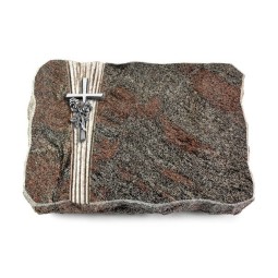 Grabplatte Paradiso/Strikt Kreuz/Rose (Alu)