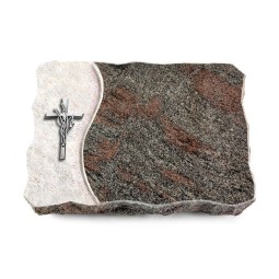 Grabplatte Paradiso/Wave Kreuz/Ähren (Alu)