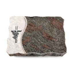 Grabplatte Paradiso/Wave Kreuz/Rose (Alu)