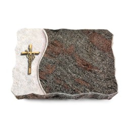 Grabplatte Paradiso/Wave Kreuz/Ähren (Bronze)
