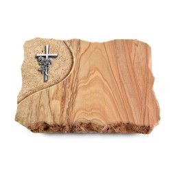 Grabplatte Rainbow/Folio Kreuz/Rose (Alu)