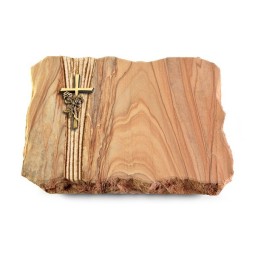 Grabplatte Rainbow/Strikt Kreuz/Rose (Bronze)