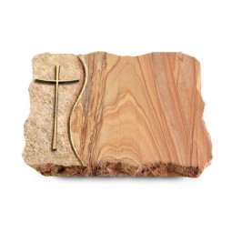 Grabplatte Rainbow/Wave Kreuz 2 (Bronze)