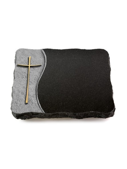 Grabplatte Indisch Black Wave Kreuz 2 (Bronze)