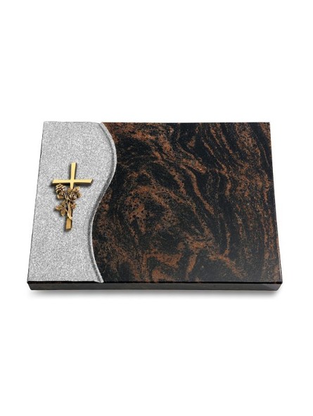 Grabtafel Aruba Wave Kreuz/Rose (Bronze)