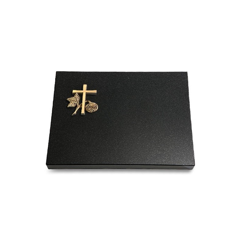 Grabtafel Indisch Black Pure Kreuz 1 (Bronze)