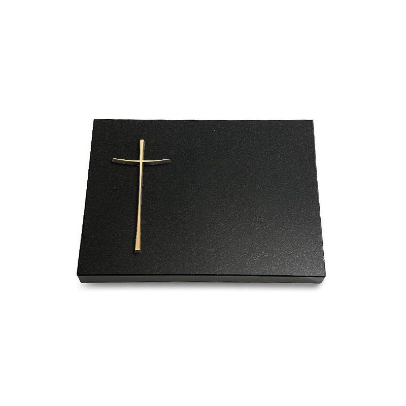 Grabtafel Indisch Black Pure Kreuz 2 (Bronze)