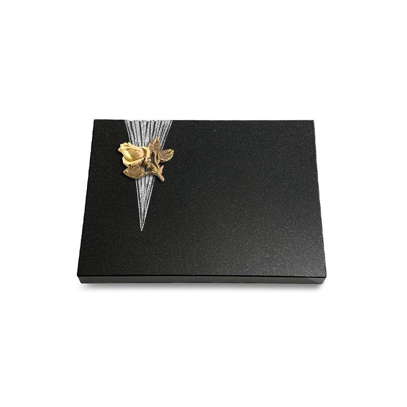 Grabtafel Indisch Black Delta Rose 3 (Bronze)