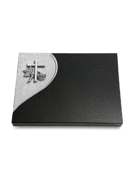 Grabtafel Indisch Black Folio Kreuz 1 (Alu)