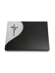 Grabtafel Indisch Black Folio Kreuz/Ähren (Alu)