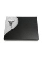 Grabtafel Indisch Black Folio Kreuz/Rose (Alu)