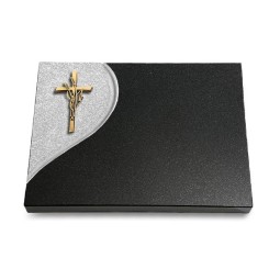 Grabtafel Indisch Black Folio Kreuz/Ähren (Bronze)