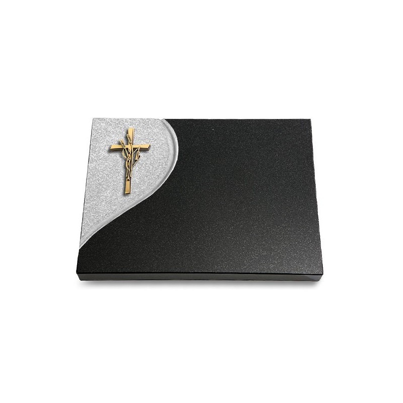 Grabtafel Indisch Black Folio Kreuz/Ähren (Bronze)