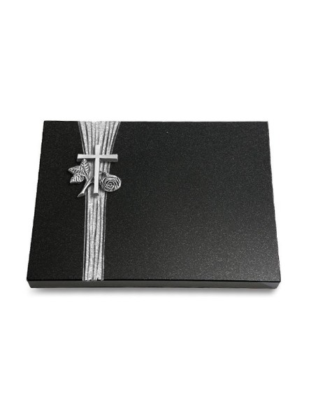 Grabtafel Indisch Black Strikt Kreuz 1 (Alu)