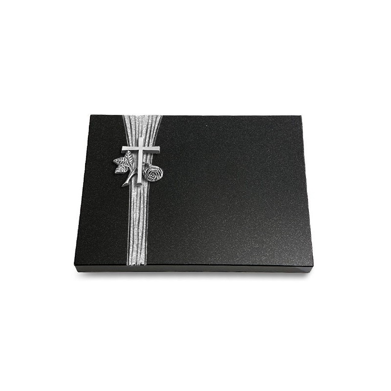 Grabtafel Indisch Black Strikt Kreuz 1 (Alu)