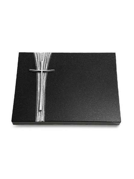 Grabtafel Indisch Black Strikt Kreuz 2 (Alu)