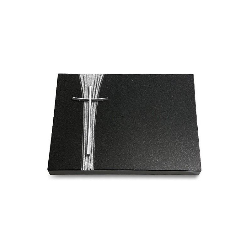 Grabtafel Indisch Black Strikt Kreuz 2 (Alu)