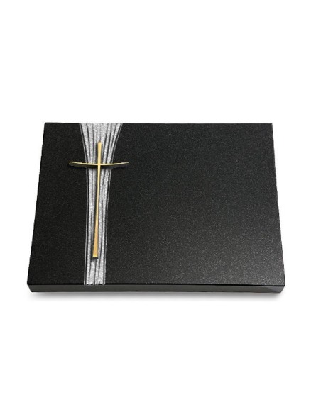 Grabtafel Indisch Black Strikt Kreuz 2 (Bronze)