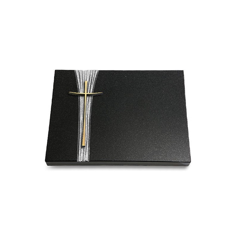 Grabtafel Indisch Black Strikt Kreuz 2 (Bronze)