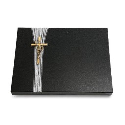 Grabtafel Indisch Black Strikt Kreuz/Ähren (Bronze)