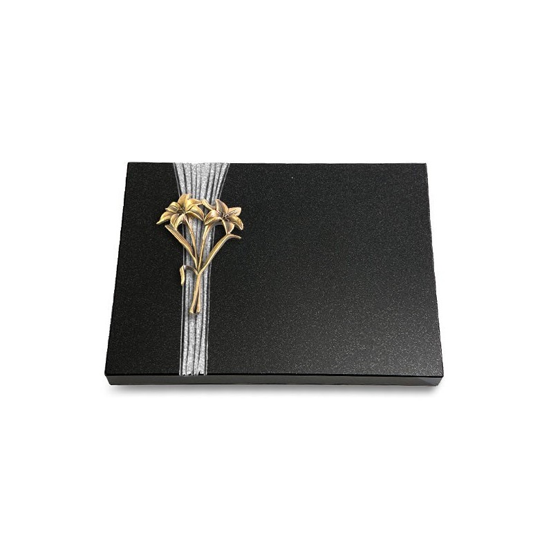 Grabtafel Indisch Black Strikt Lilie (Bronze)