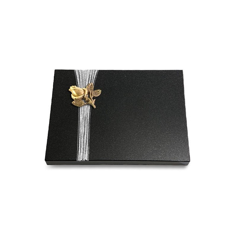 Grabtafel Indisch Black Strikt Rose 3 (Bronze)