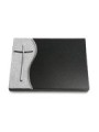 Grabtafel Indisch Black Wave Kreuz 2 (Alu)