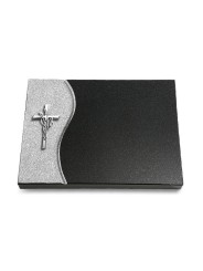 Grabtafel Indisch Black Wave Kreuz/Ähren (Alu)