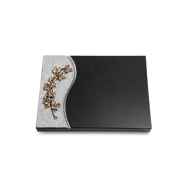 Grabtafel Indisch Black Wave Efeu (Bronze)