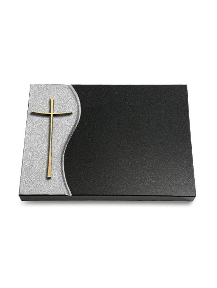 Grabtafel Indisch Black Wave Kreuz 2 (Bronze)