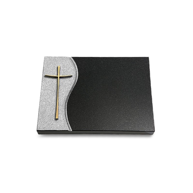 Grabtafel Indisch Black Wave Kreuz 2 (Bronze)