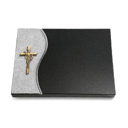 Grabtafel Indisch Black Wave Kreuz/Ähren (Bronze)