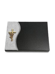 Grabtafel Indisch Black Wave Kreuz/Rose (Bronze)