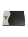 Grabtafel Indisch Black Wave Kreuz/Rose (Bronze)