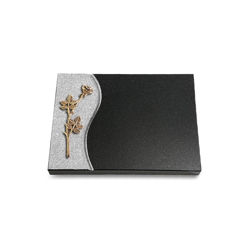 Grabtafel Indisch Black Wave Rose 9 (Bronze)