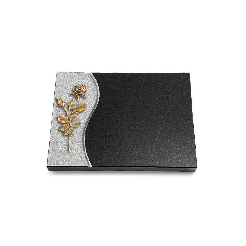 Grabtafel Indisch Black Wave Rose 13 (Bronze)