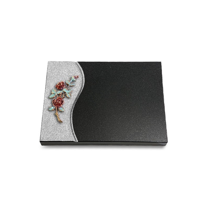 Grabtafel Indisch Black Wave Rose 3 (Color)