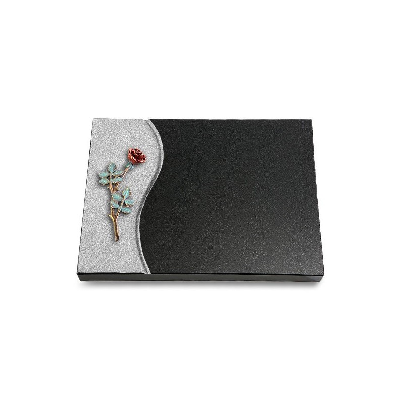 Grabtafel Indisch Black Wave Rose 4 (Color)