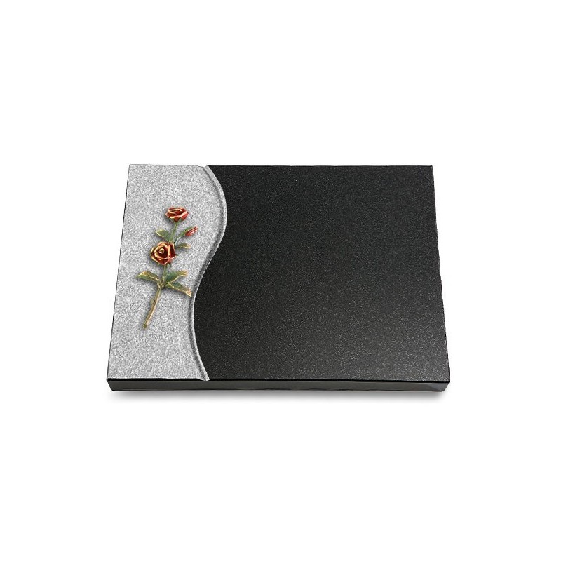 Grabtafel Indisch Black Wave Rose 6 (Color)