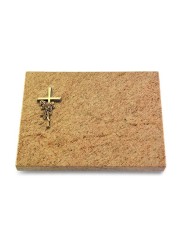 Grabtafel Kashmir Pure Kreuz/Rose (Bronze)