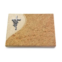 Grabtafel Kashmir Folio Kreuz/Rose (Alu)