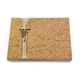 Grabtafel Kashmir Strikt Kreuz/Rose (Bronze)