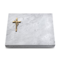 Grabtafel Omega Marmor Pure Kreuz/Ähren (Bronze)
