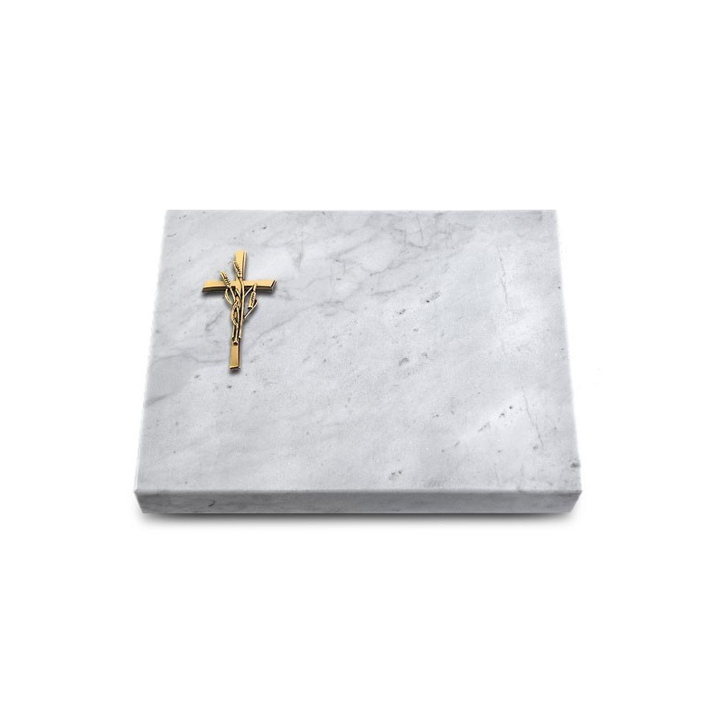 Grabtafel Omega Marmor Pure Kreuz/Ähren (Bronze)