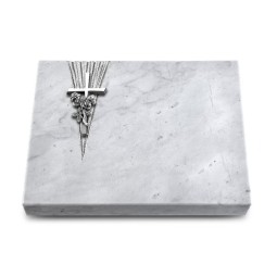 Grabtafel Omega Marmor Delta Kreuz/Rose (Alu)