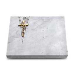 Grabtafel Omega Marmor Delta Kreuz/Ähren (Bronze)