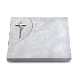 Grabtafel Omega Marmor Folio Kreuz/Ähren (Alu)