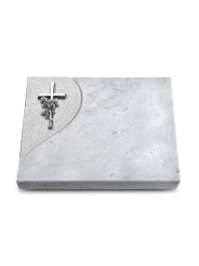 Grabtafel Omega Marmor Folio Kreuz/Rose (Alu)